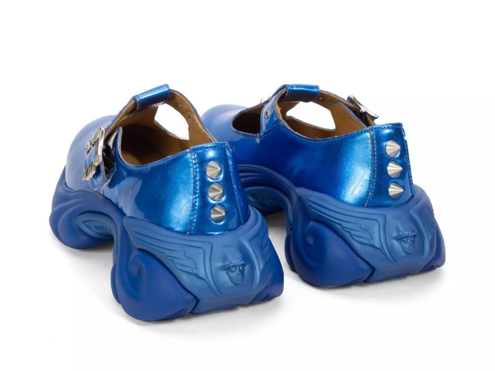 John Fluevog Sparky - Blue | Spiked T-Strap Sneakers