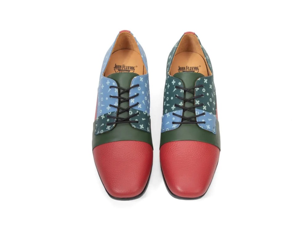 John Fluevog Fuller - Blue/Green/Red | Colourblock Lace-Up Shoes