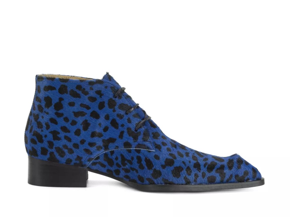 John Fluevog Athena - Blue Cheetah | Sharp Chukka Boots
