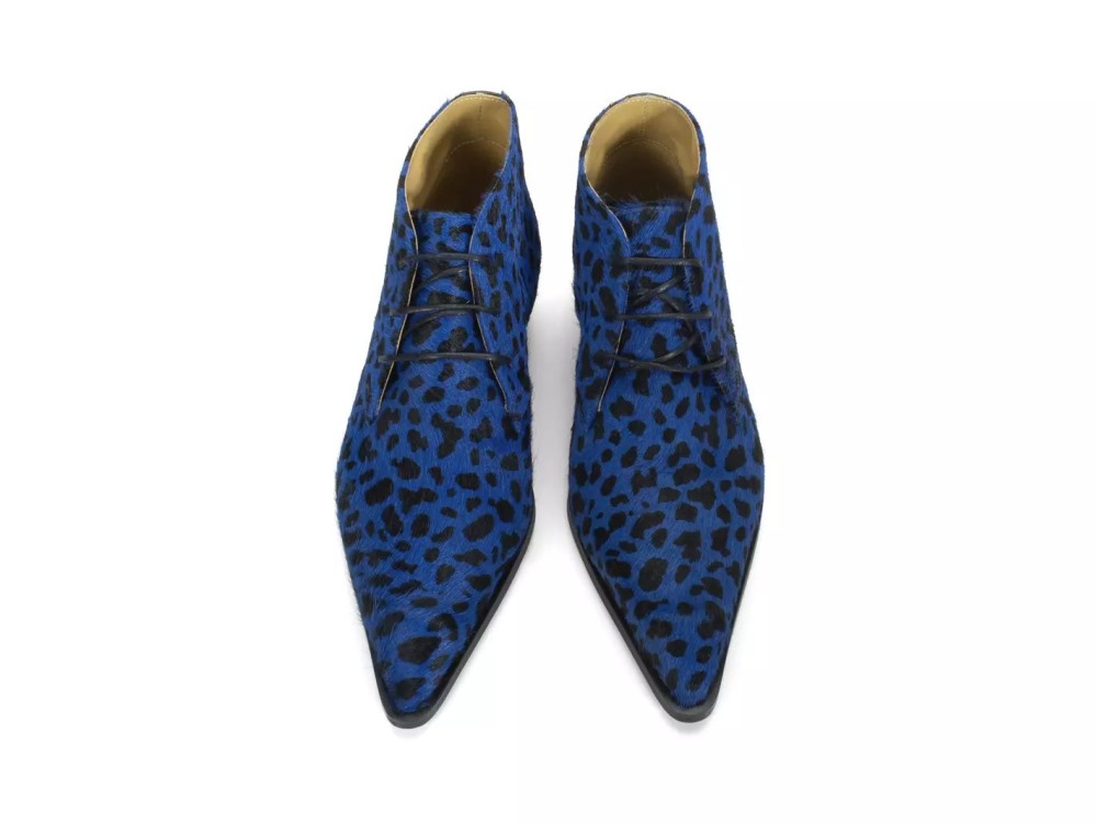 John Fluevog Athena - Blue Cheetah | Sharp Chukka Boots