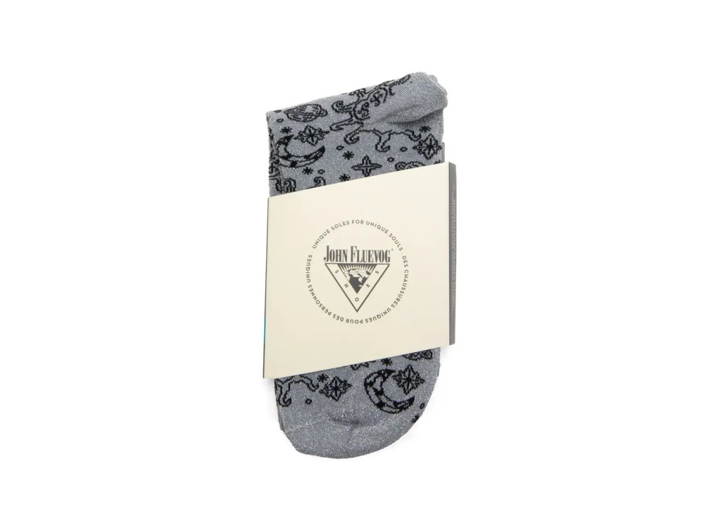 John Fluevog Mittens Vog Socks - Silver Lurex/Black | Celestial Design Socks