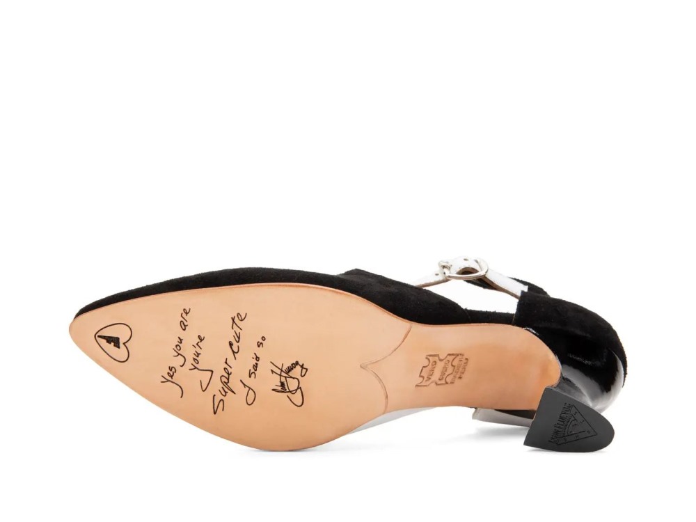 John Fluevog Lisa Marie - Black/White | Elegant cross-strap heel