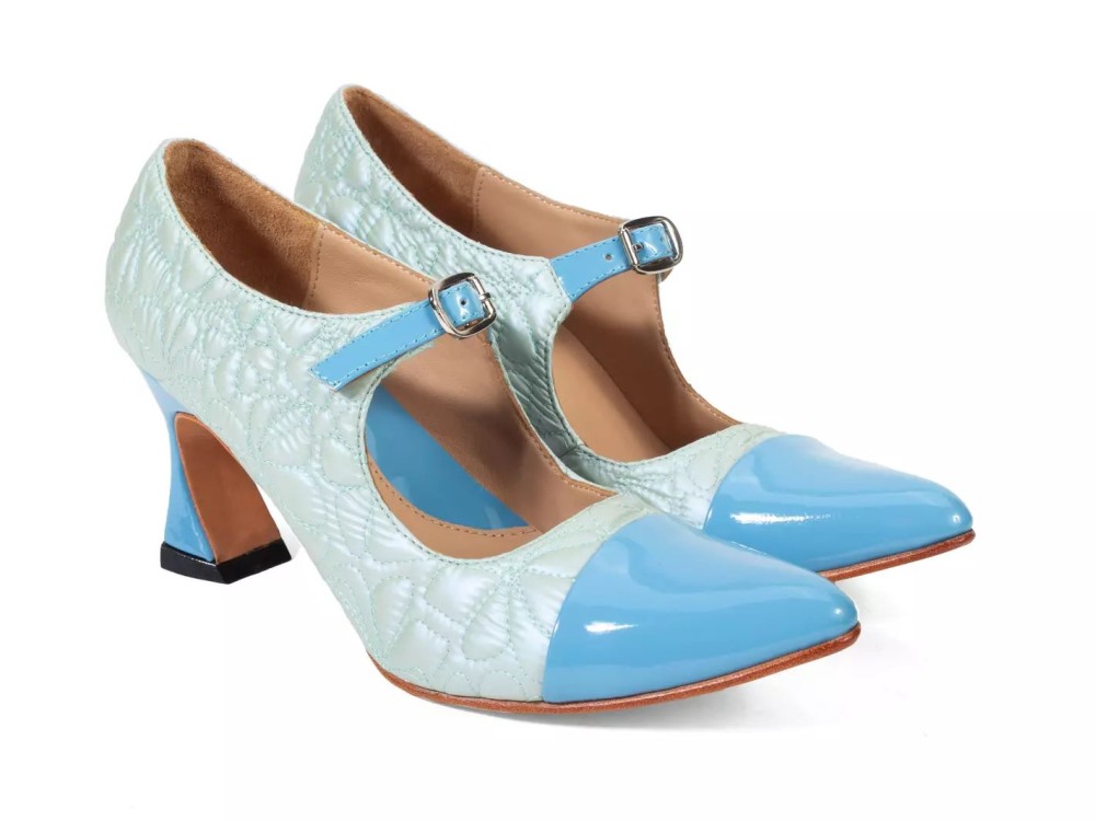 John Fluevog Malala - Light Green/Blue | Mary Jane Heels