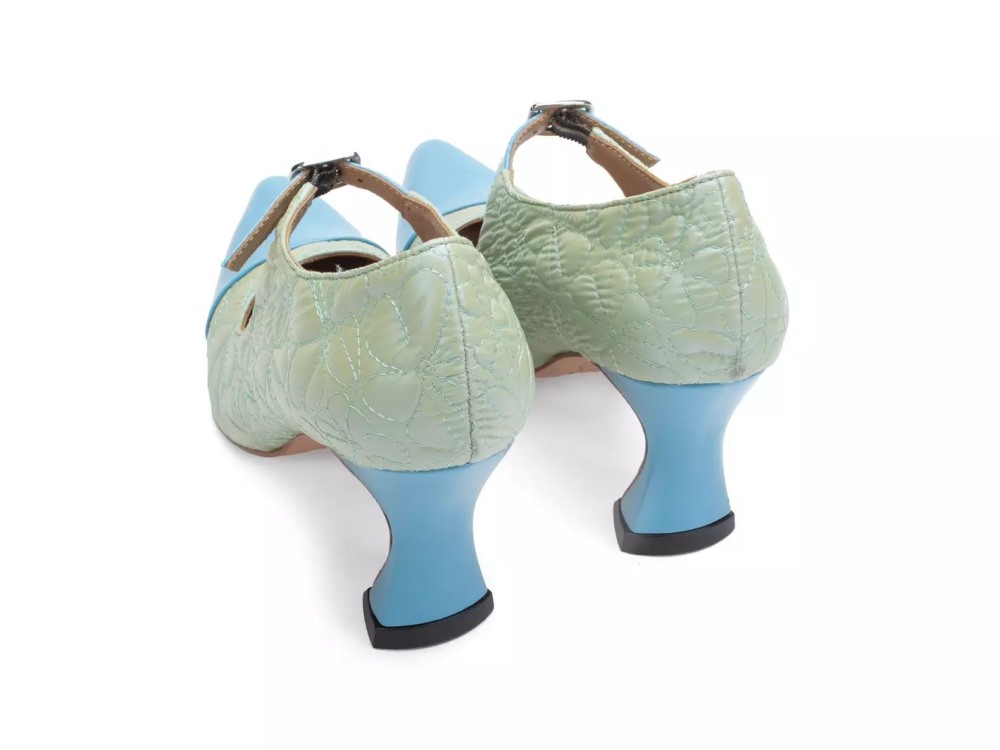 John Fluevog Malala - Light Green/Blue | Mary Jane Heels