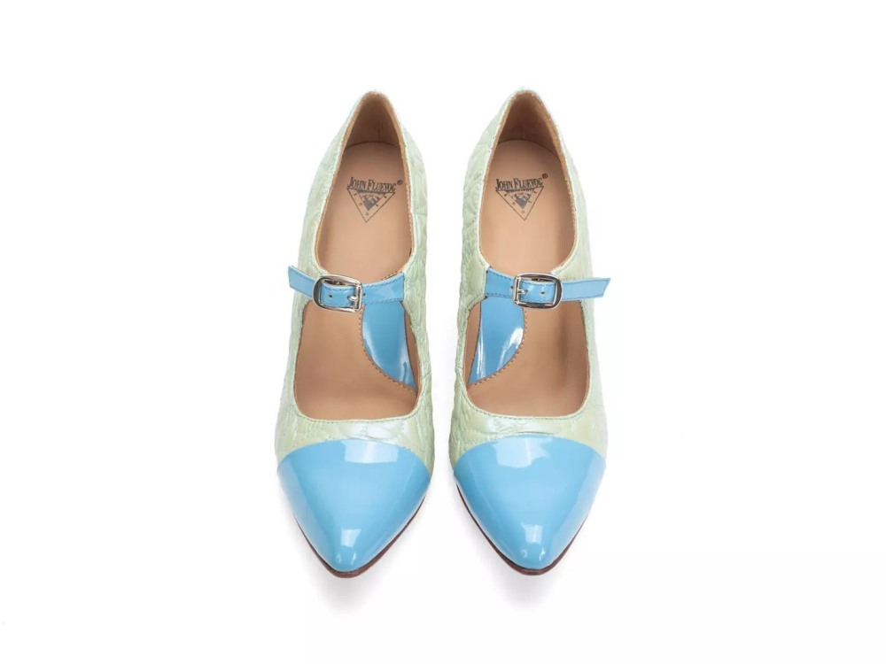 John Fluevog Malala - Light Green/Blue | Mary Jane Heels