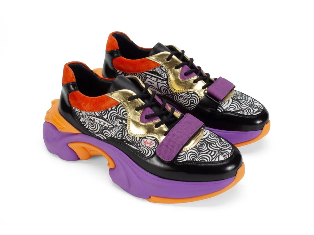 John Fluevog Bonneville - Purple/Orange | Mesh Lace-Up Sneakers