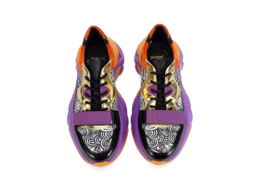 John Fluevog Bonneville - Purple/Orange | Mesh Lace-Up Sneakers