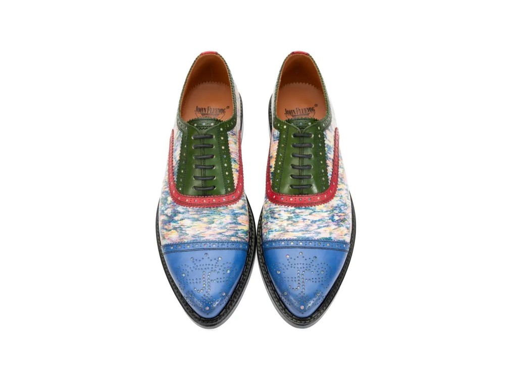 John Fluevog Edda - Multi Colour | Leather Pointed Toe Brogue Oxfords