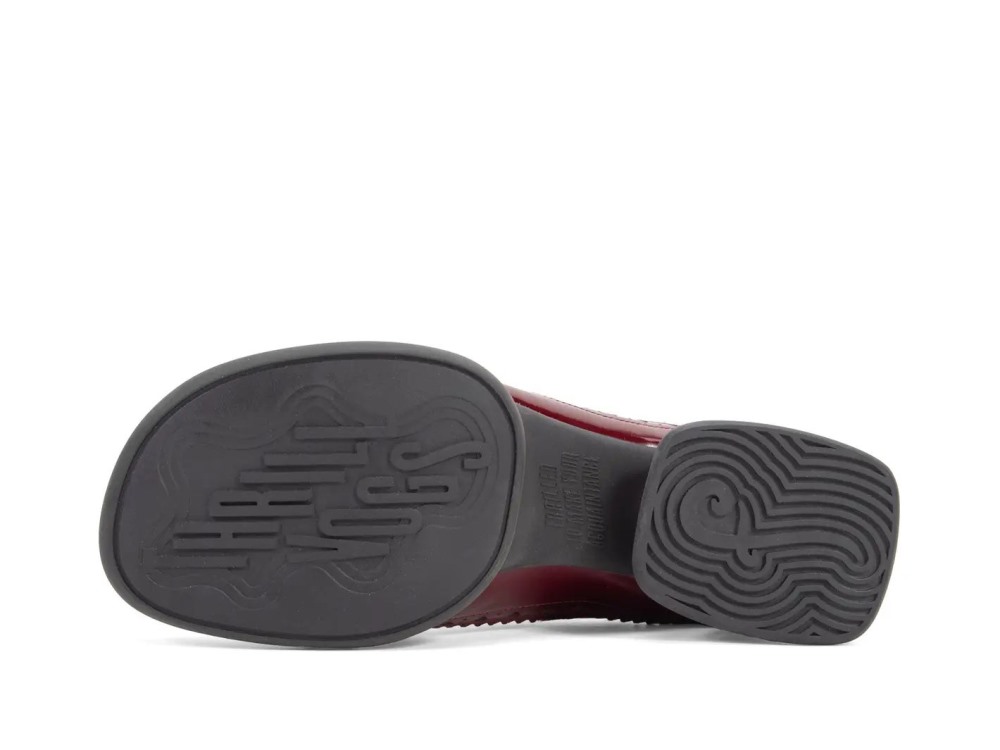 John Fluevog Rosamund - Burgundy | Lace-Up Heels with Brogue Hearts