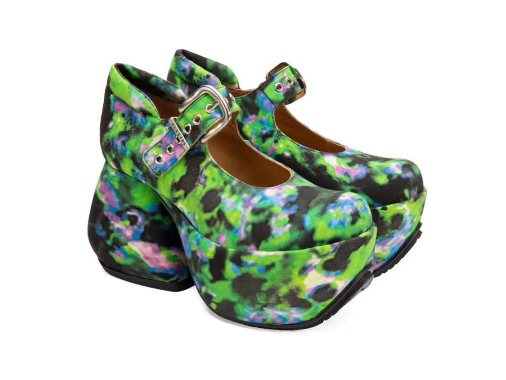 John Fluevog Kool - Green/Purple | Platform Mary Jane Heels