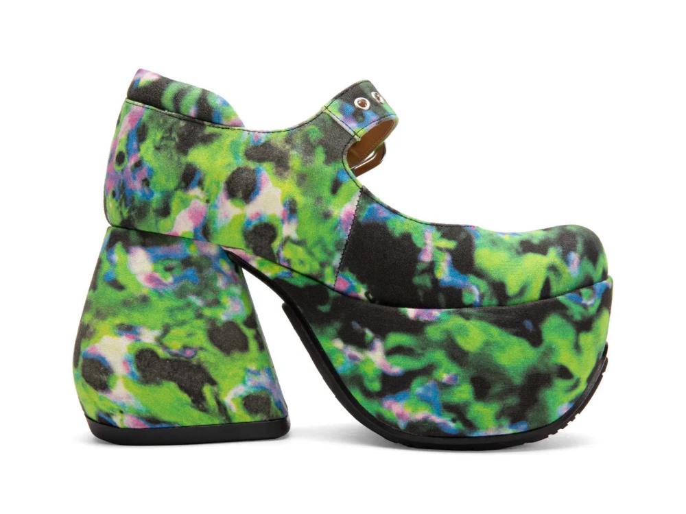 John Fluevog Kool - Green/Purple | Platform Mary Jane Heels