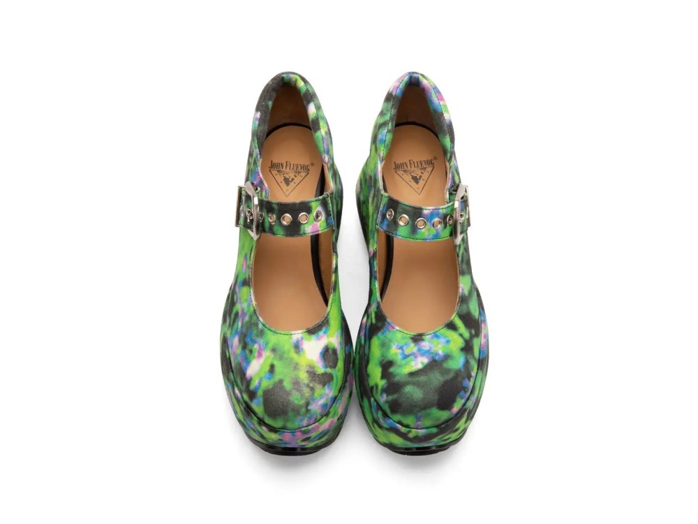 John Fluevog Kool - Green/Purple | Platform Mary Jane Heels