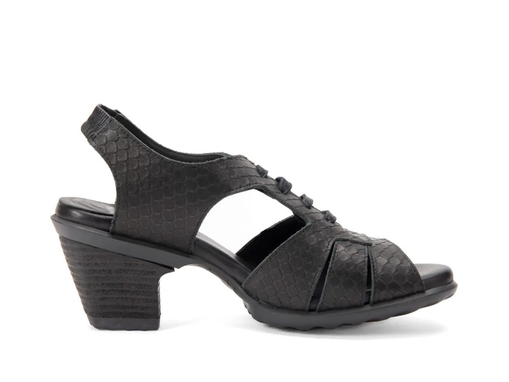 John Fluevog Anticipation - Black Scale | Lace-Up Slingback Sandals