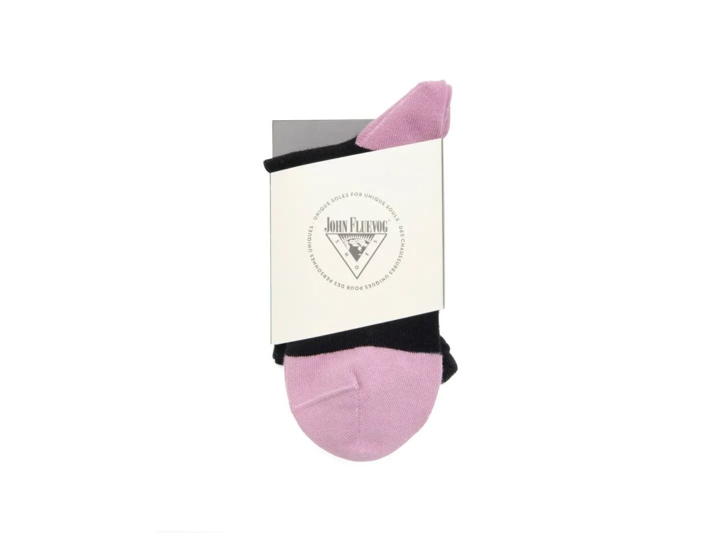 John Fluevog Jonesy Vog Socks - Black/Pink | Chaussette à volants