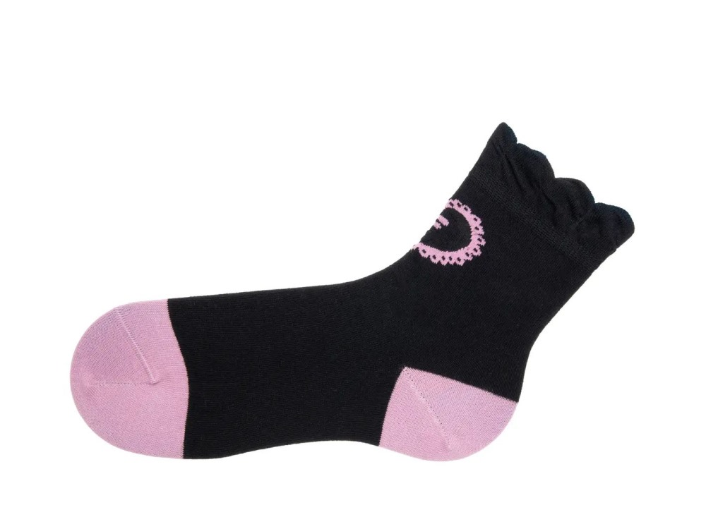 John Fluevog Jonesy Vog Socks - Black/Pink | Chaussette à volants