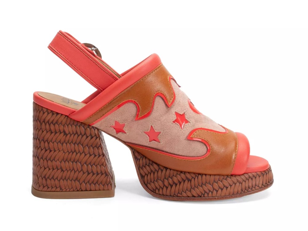 John Fluevog Riverdale - Brown/Tomato | Slingback Platform Heels
