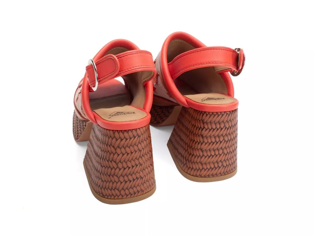 John Fluevog Riverdale - Brown/Tomato | Slingback Platform Heels