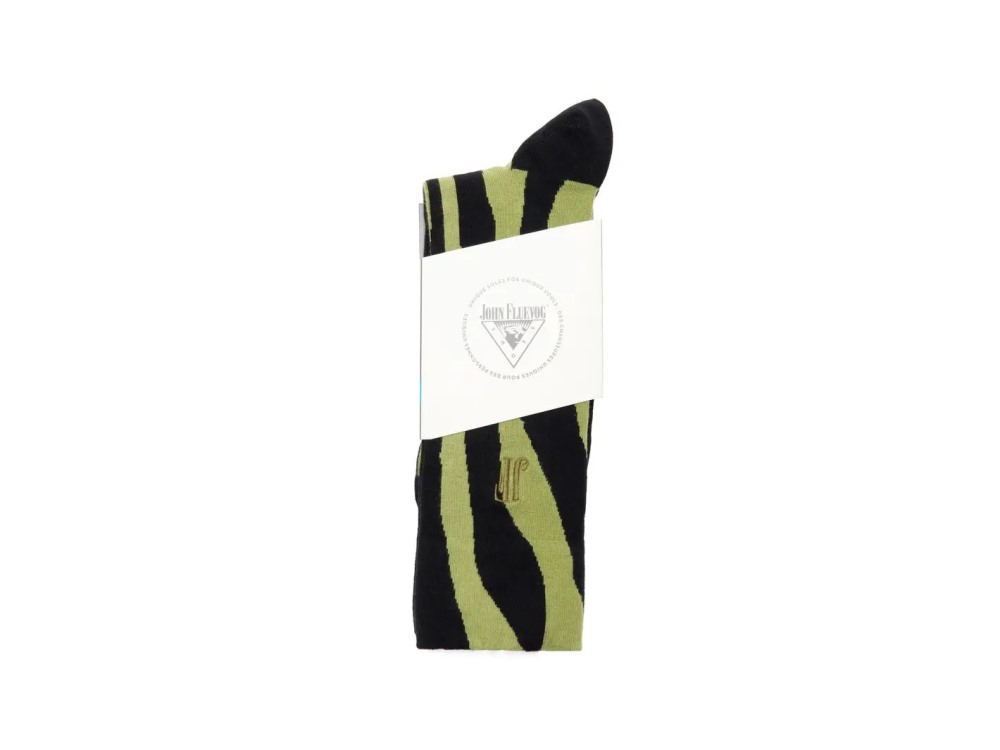 John Fluevog Rogue Vog Socks - Black/Green | Colourful Wiggle Socks