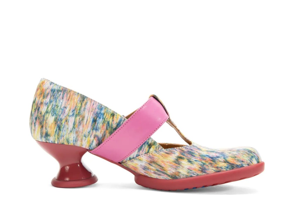 John Fluevog Devoted - Pink/Multi | Double T-Strap Heels