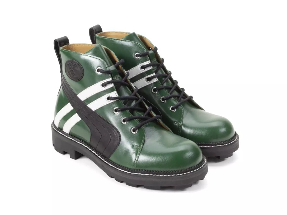 John Fluevog Whitty - Green/Black | Retro Lace-Up Boots