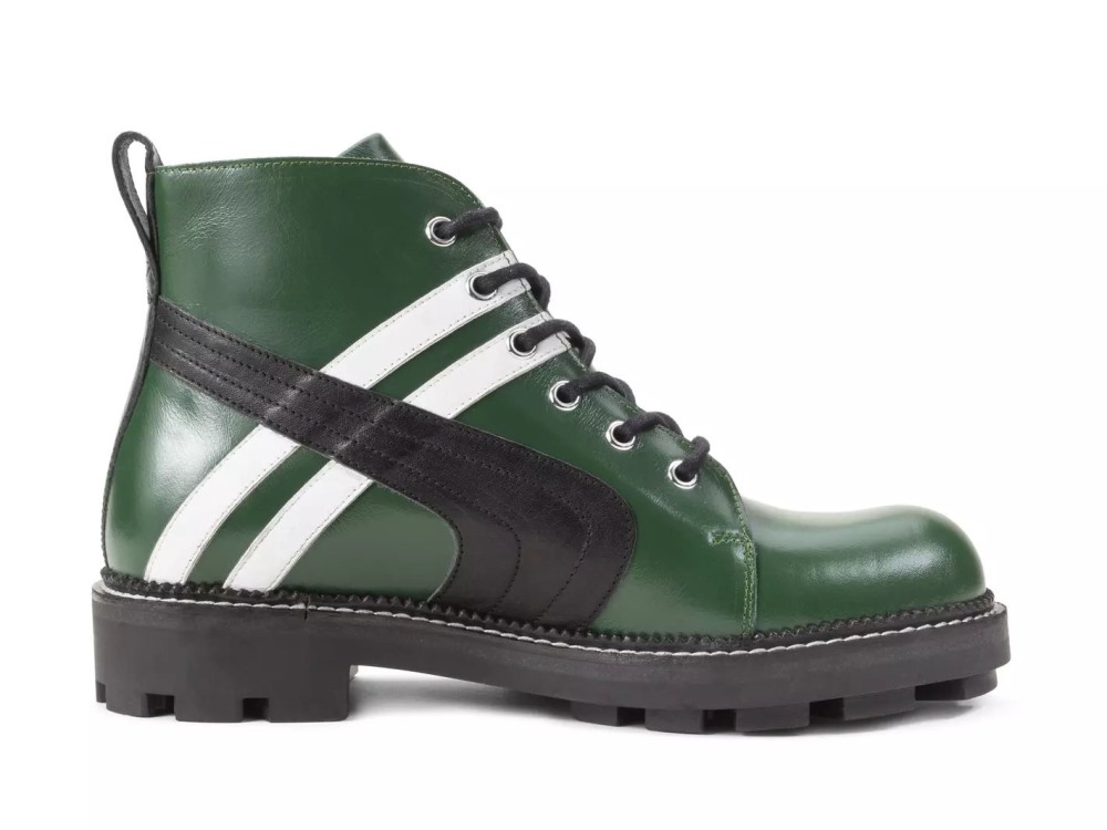 John Fluevog Whitty - Green/Black | Retro Lace-Up Boots