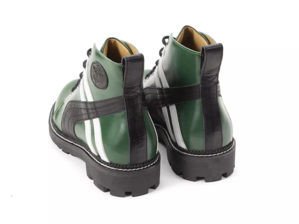 John Fluevog Whitty - Green/Black | Retro Lace-Up Boots