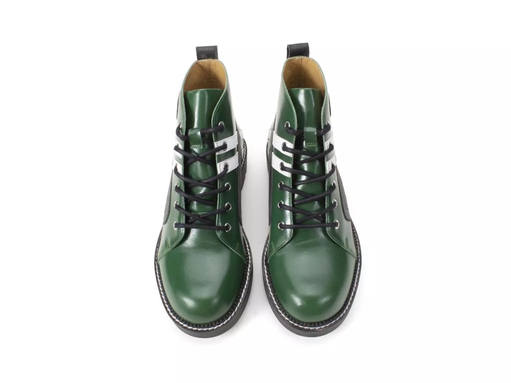 John Fluevog Whitty - Green/Black | Retro Lace-Up Boots
