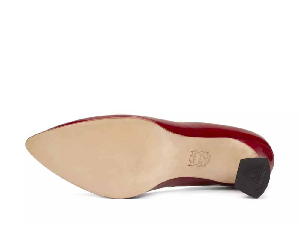 John Fluevog Desmond - Red Patent | Angular Mid Heel Pumps