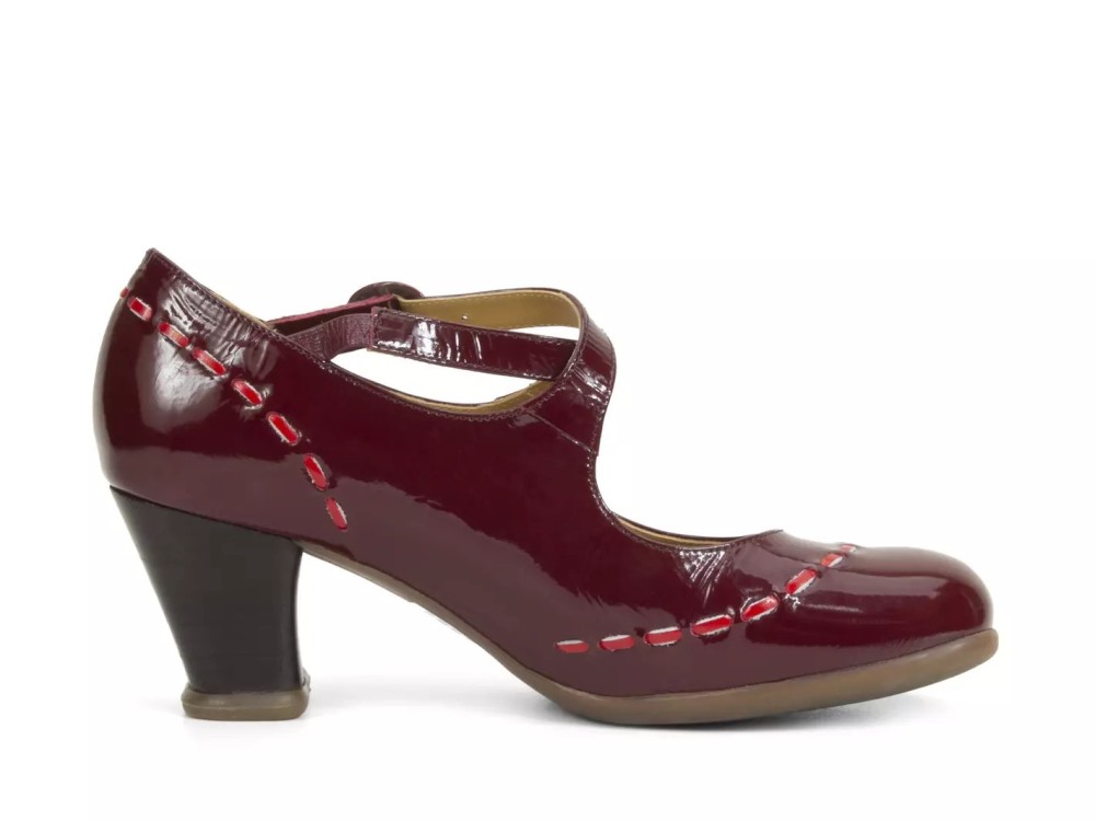 John Fluevog Malibran - Wine | Criss-Crossed Mary Jane Heels