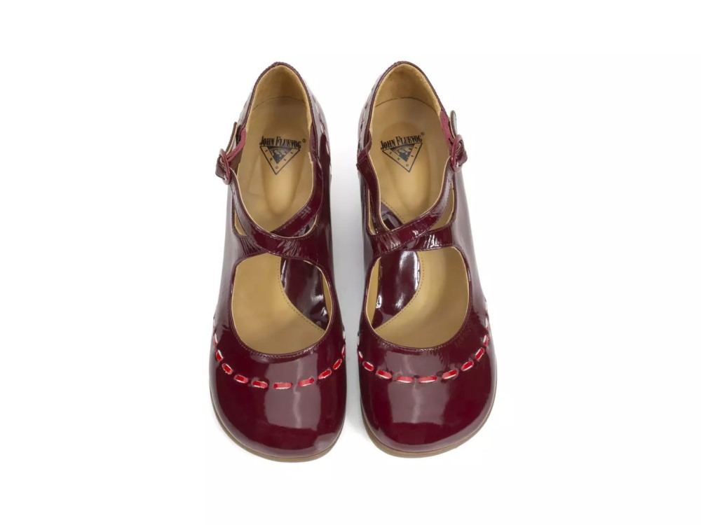 John Fluevog Malibran - Wine | Criss-Crossed Mary Jane Heels