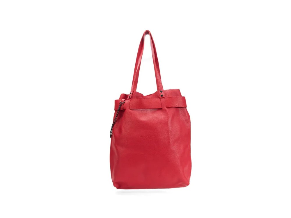 John Fluevog Lola - Red | Embossed tote bag with buckle