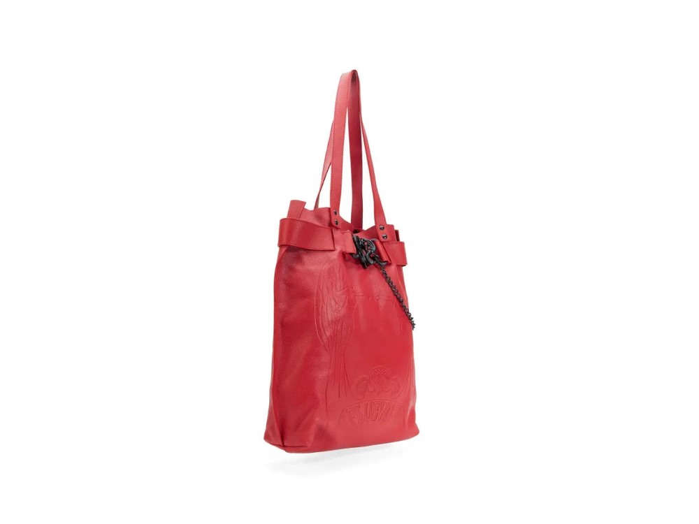 John Fluevog Lola - Red | Embossed tote bag with buckle