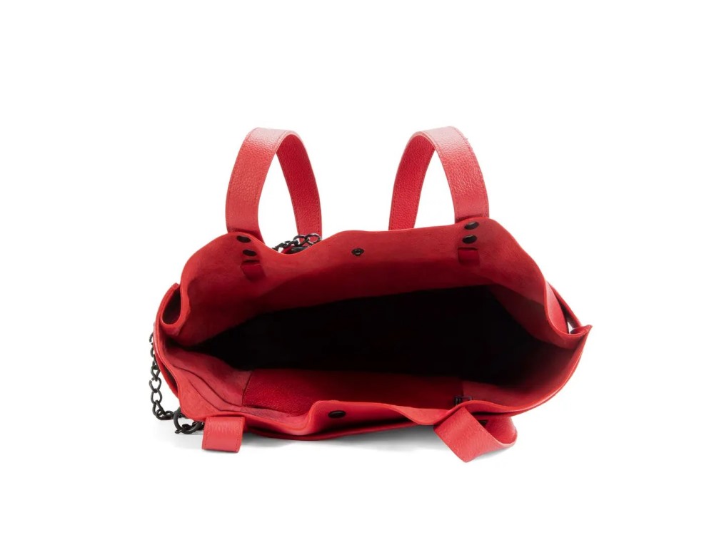 John Fluevog Lola - Red | Embossed tote bag with buckle