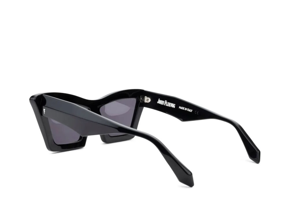 John Fluevog Joyfulness - Black | Square Cat-Eye Sunglasses