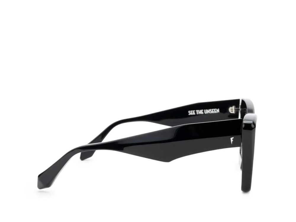 John Fluevog Joyfulness - Black | Square Cat-Eye Sunglasses