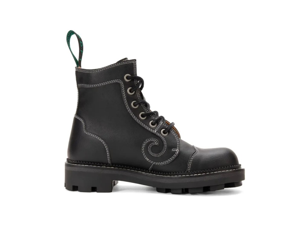 John Fluevog Derby Swirl (6 Eye) - Black Vegan | Classic Derby Boots