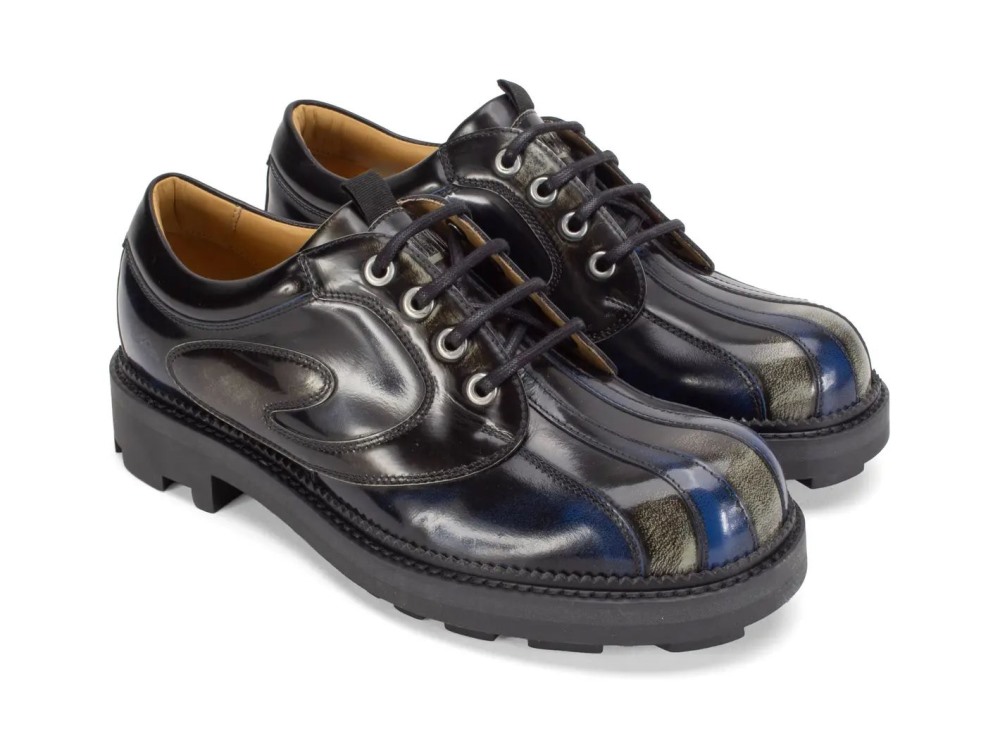 John Fluevog Supervog - Charcoal/Navy | Classic Lace-Up Derby Shoes