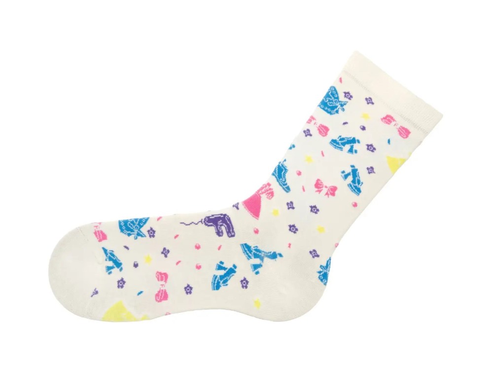 John Fluevog Sidhe Vog Socks - Cream/Multi | Dollhouse Party Socks