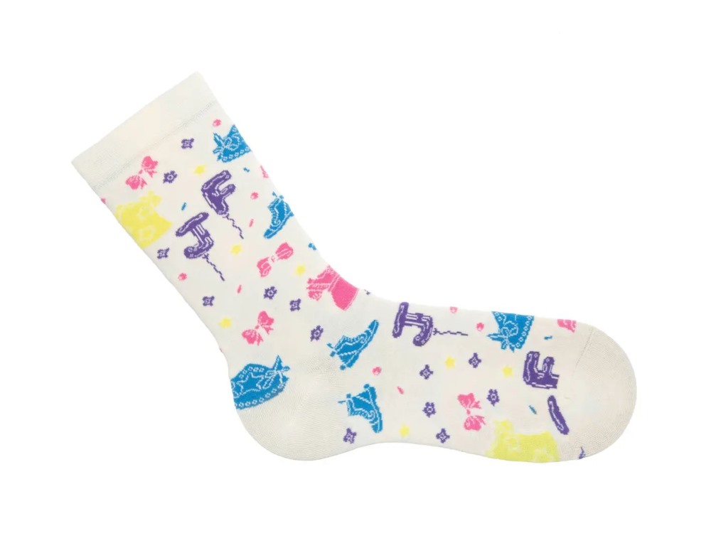 John Fluevog Sidhe Vog Socks - Cream/Multi | Dollhouse Party Socks