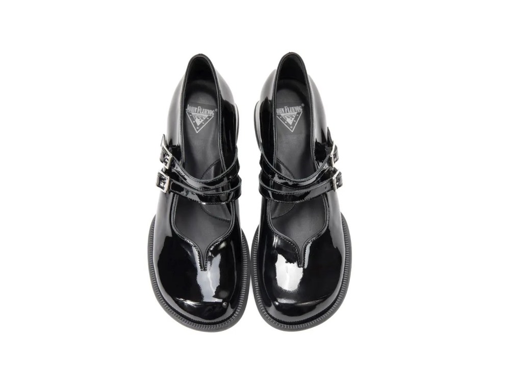 John Fluevog Amber - Black | Double-Strap Mary Janes