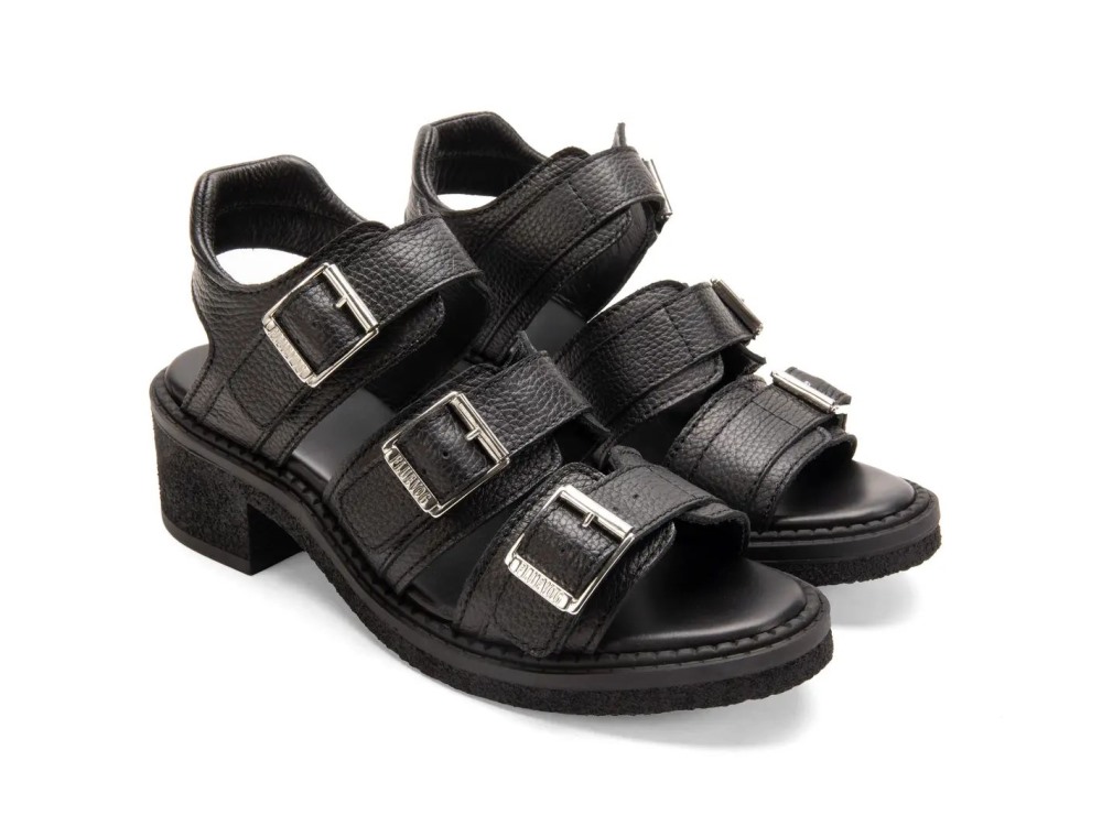John Fluevog Dawdler - Black | Triple-Strap Slingback Sandals