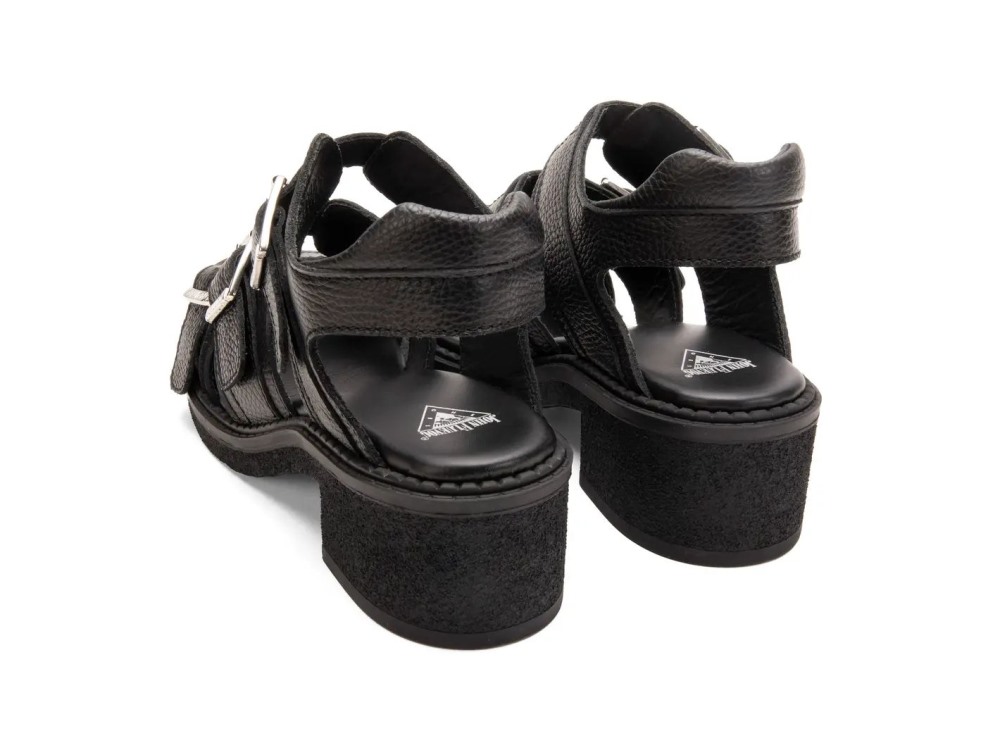 John Fluevog Dawdler - Black | Triple-Strap Slingback Sandals