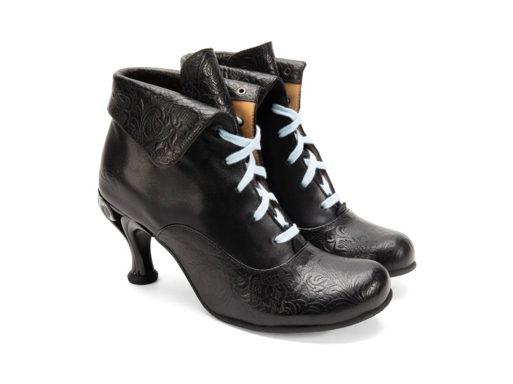 John Fluevog Quasar - Black | Fold-Over Lace-Up Ankle Boots