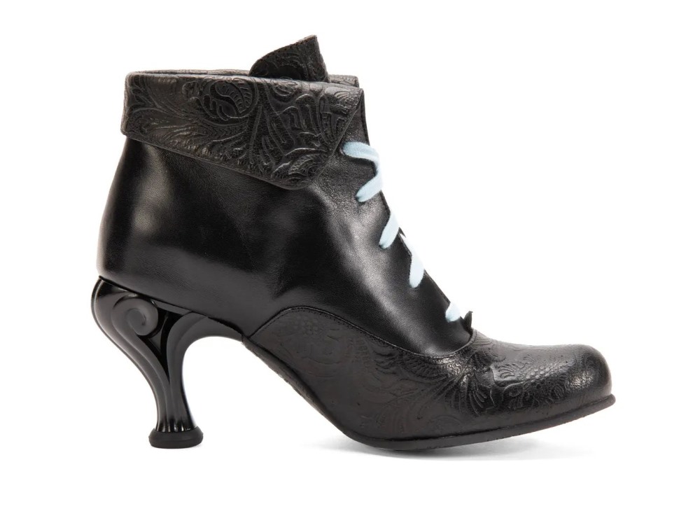 John Fluevog Quasar - Black | Fold-Over Lace-Up Ankle Boots