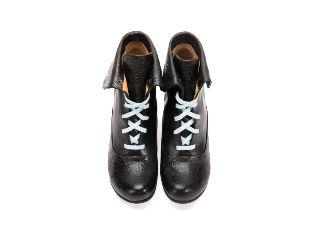 John Fluevog Quasar - Black | Fold-Over Lace-Up Ankle Boots