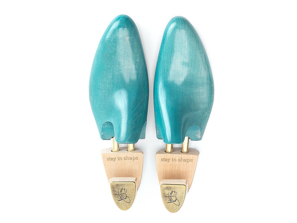 John Fluevog JF Shoe Trees - Teal/Maple | Pair of Handcrafted Shoe Trees