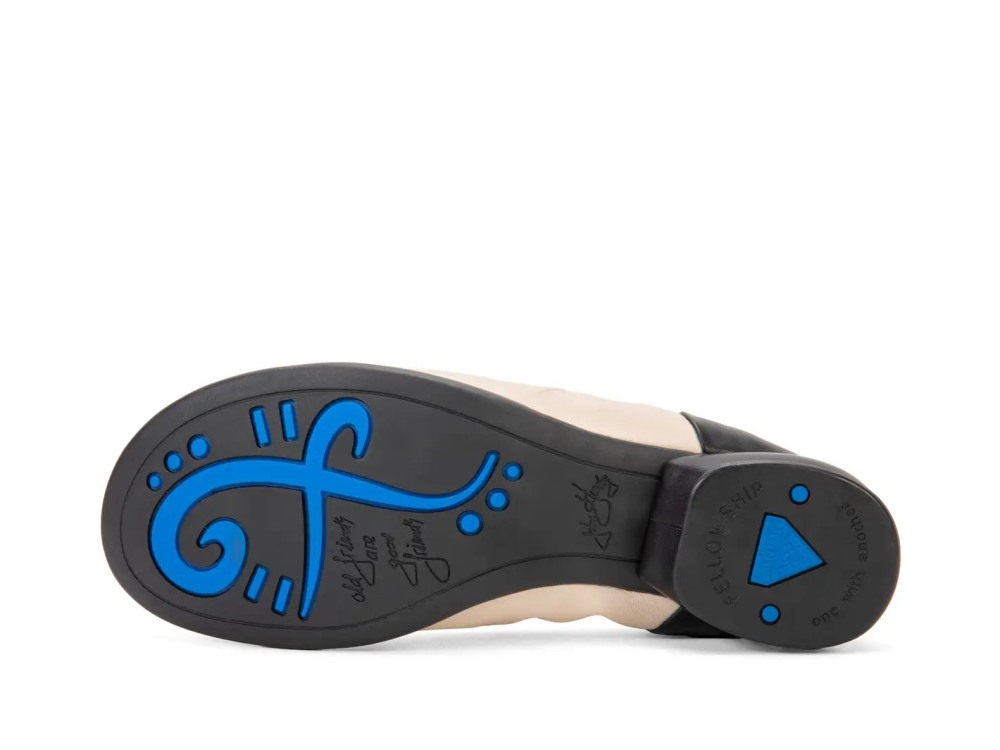 John Fluevog Laurene - Black/Cream | Comfy Flats With Drawstring