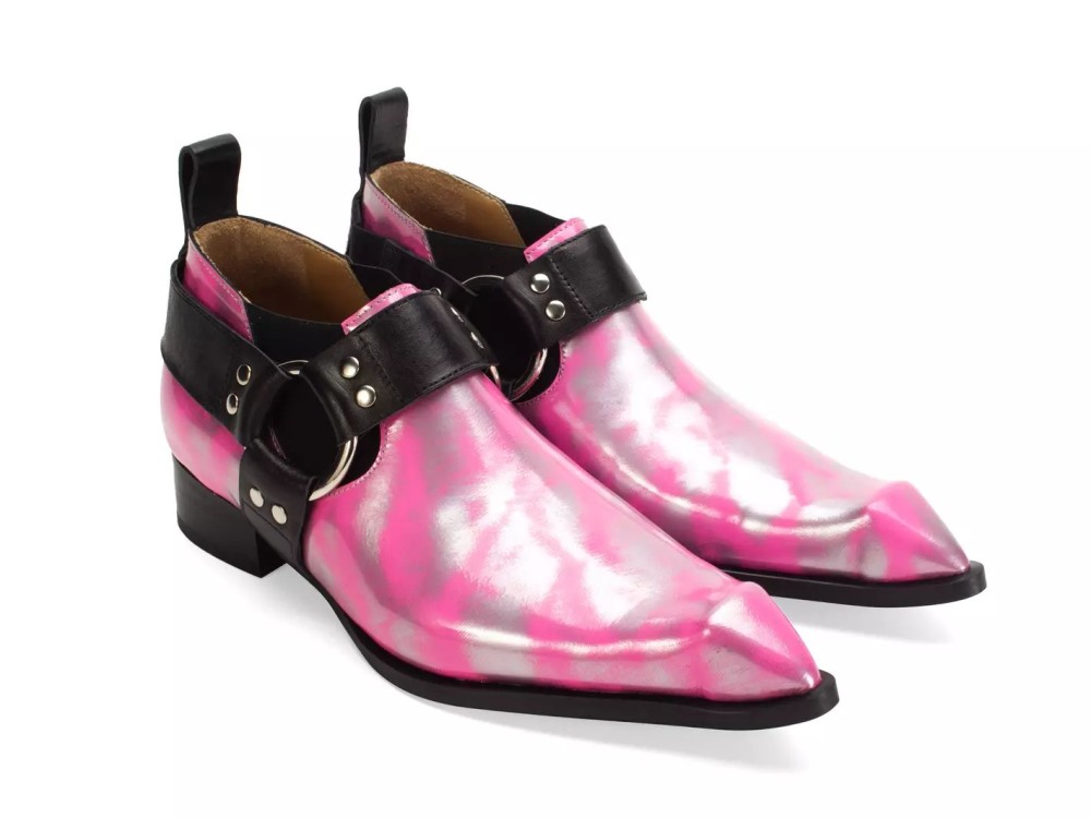 John Fluevog Priscilla - Metallic Silver/Pink | Swordfish Shoes with Harness