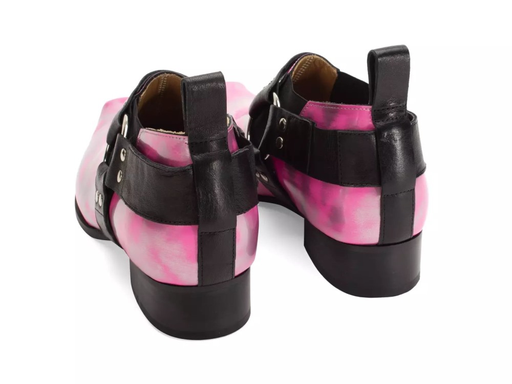 John Fluevog Priscilla - Metallic Silver/Pink | Swordfish Shoes with Harness