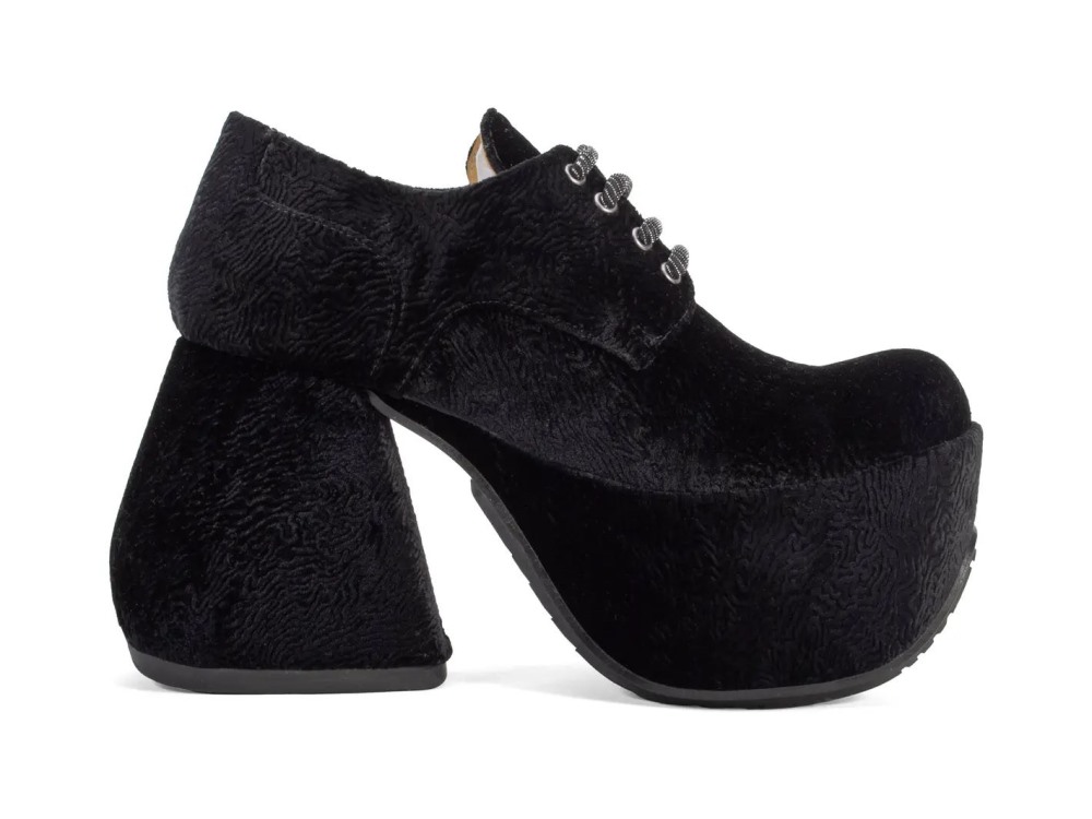 John Fluevog Nifty - Black Vegan | Lace-Up Platform Heels